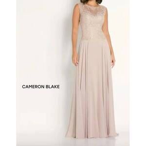 NEW MON CHERI chiffon a-line dress in cafe